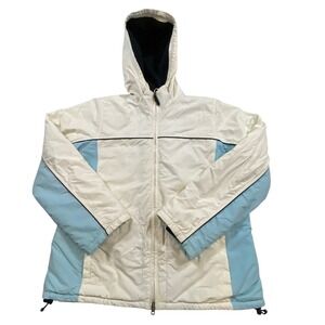 VTG Y2k Abercrombie & Fitch Jacket Cream Blue Hooded Winter Ski Outerwear Medium